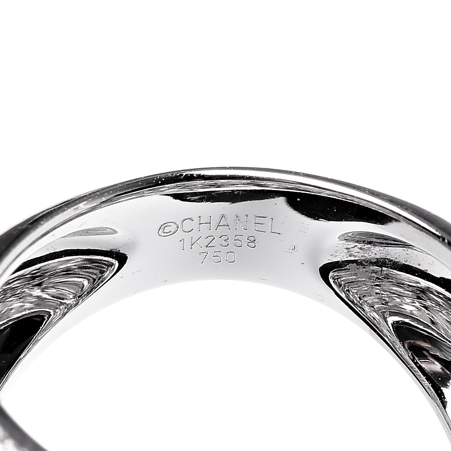 Chanel 18K White Gold Diamond Akoya Pearl Baroque Matelasse Ring 51 5.75 5 of 5