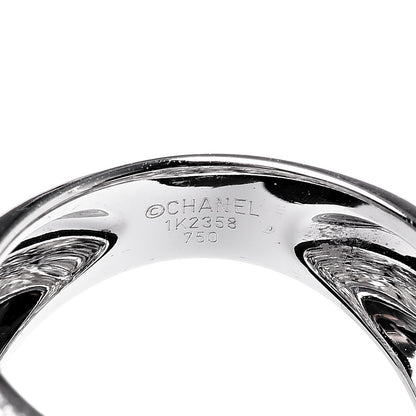 Chanel 18K White Gold Diamond Akoya Pearl Baroque Matelasse Ring 51 5.75 5 of 5