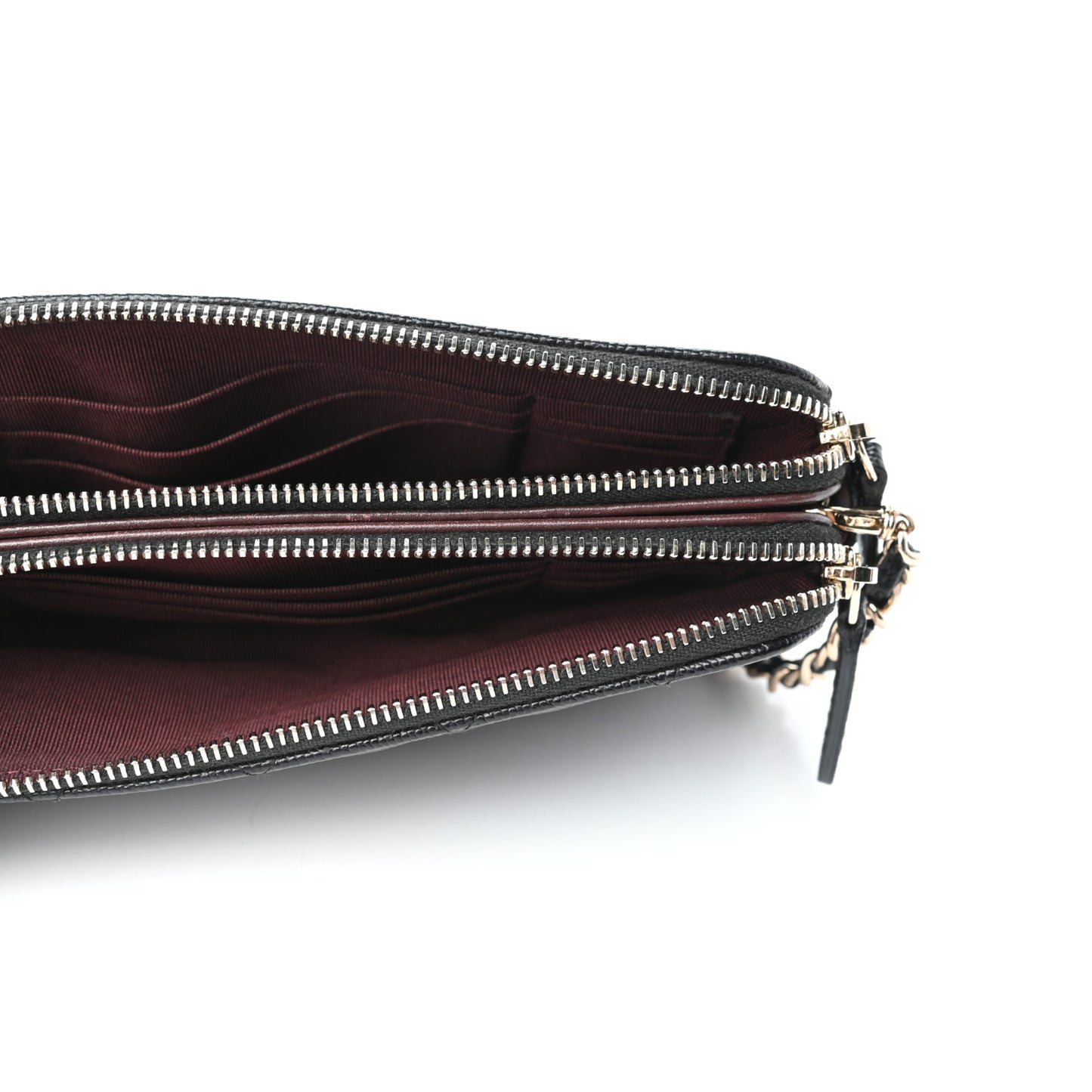 Caviar Quilted Small Clutch With Chain Black