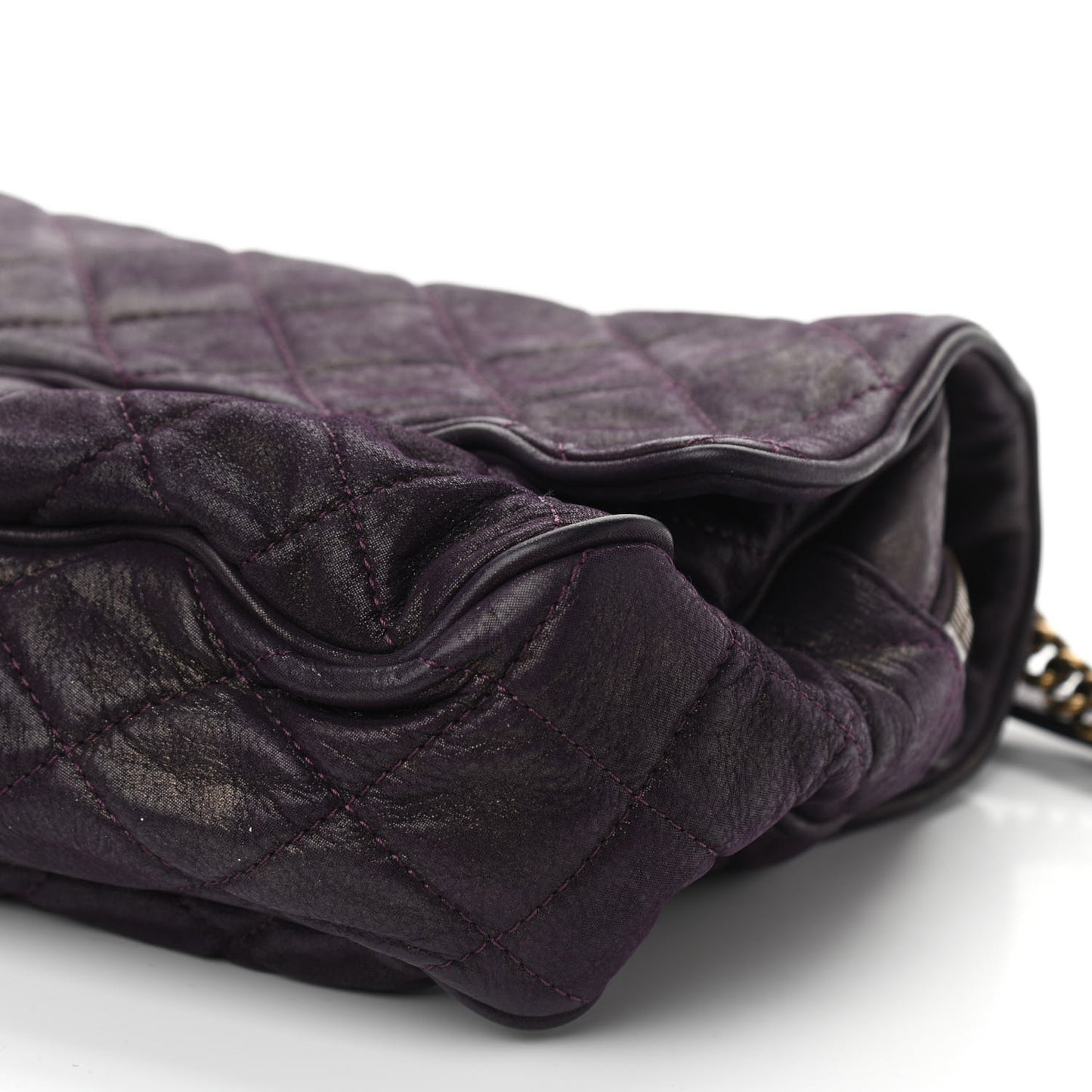 Iridescent Calfskin Quilted Large Shiva Flap Purple
