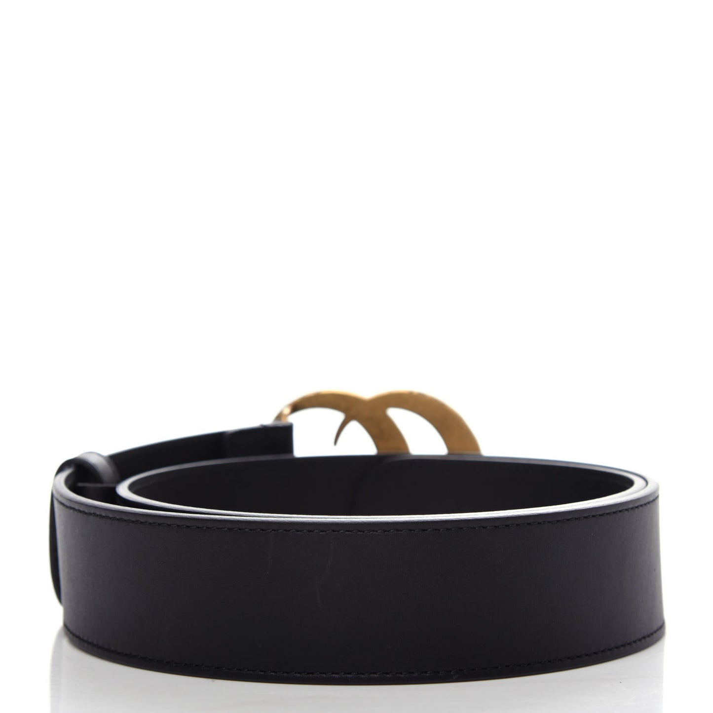 Moon Calfskin Pearl Double G 40mm Belt 80 32 Black Cream