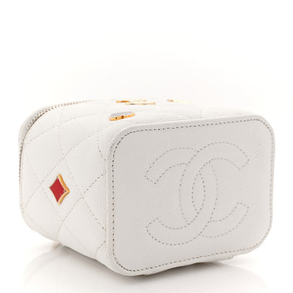 Chanel Caviar Quilted Enamel Coco Casino Mini Vanity Case With Chain White 4 of 10