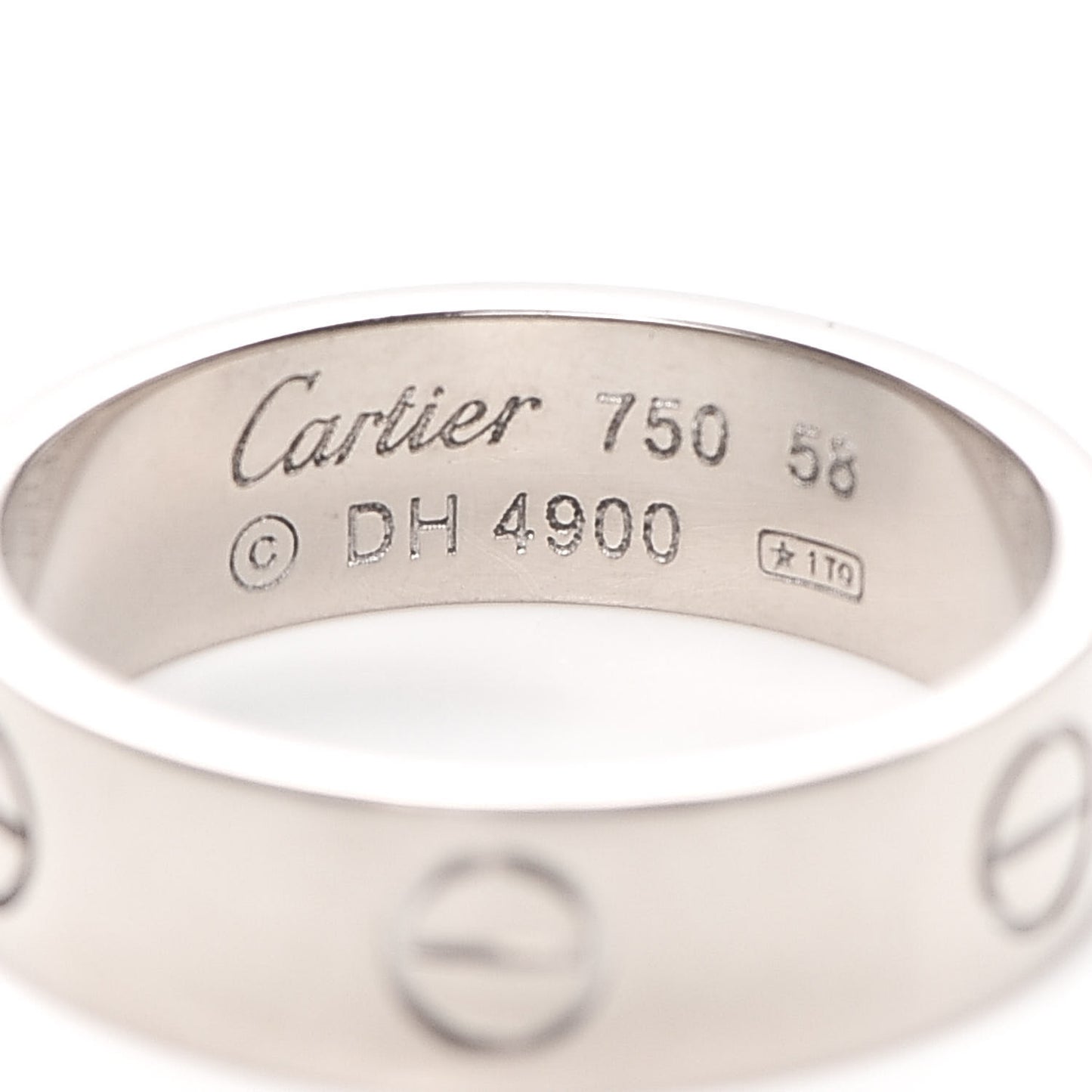 18K White Gold 5.5mm LOVE Ring 58 8.25