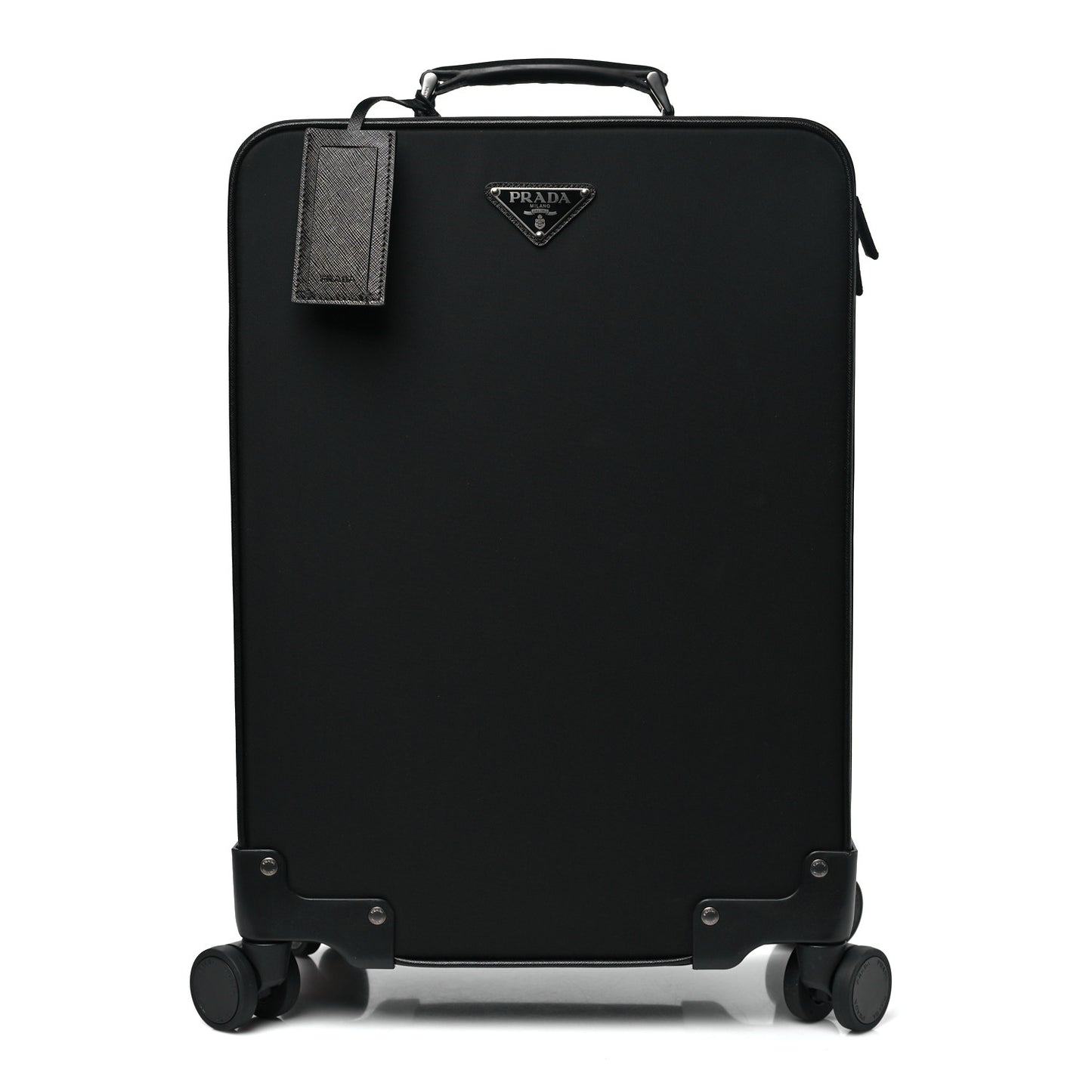 Tessuto Nylon Saffiano Trolley Luggage Black