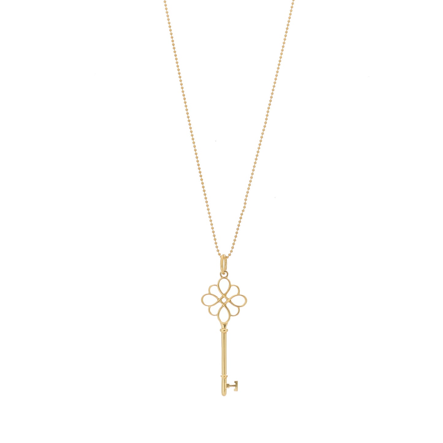18K Yellow Gold Knot Key Pendant Necklace