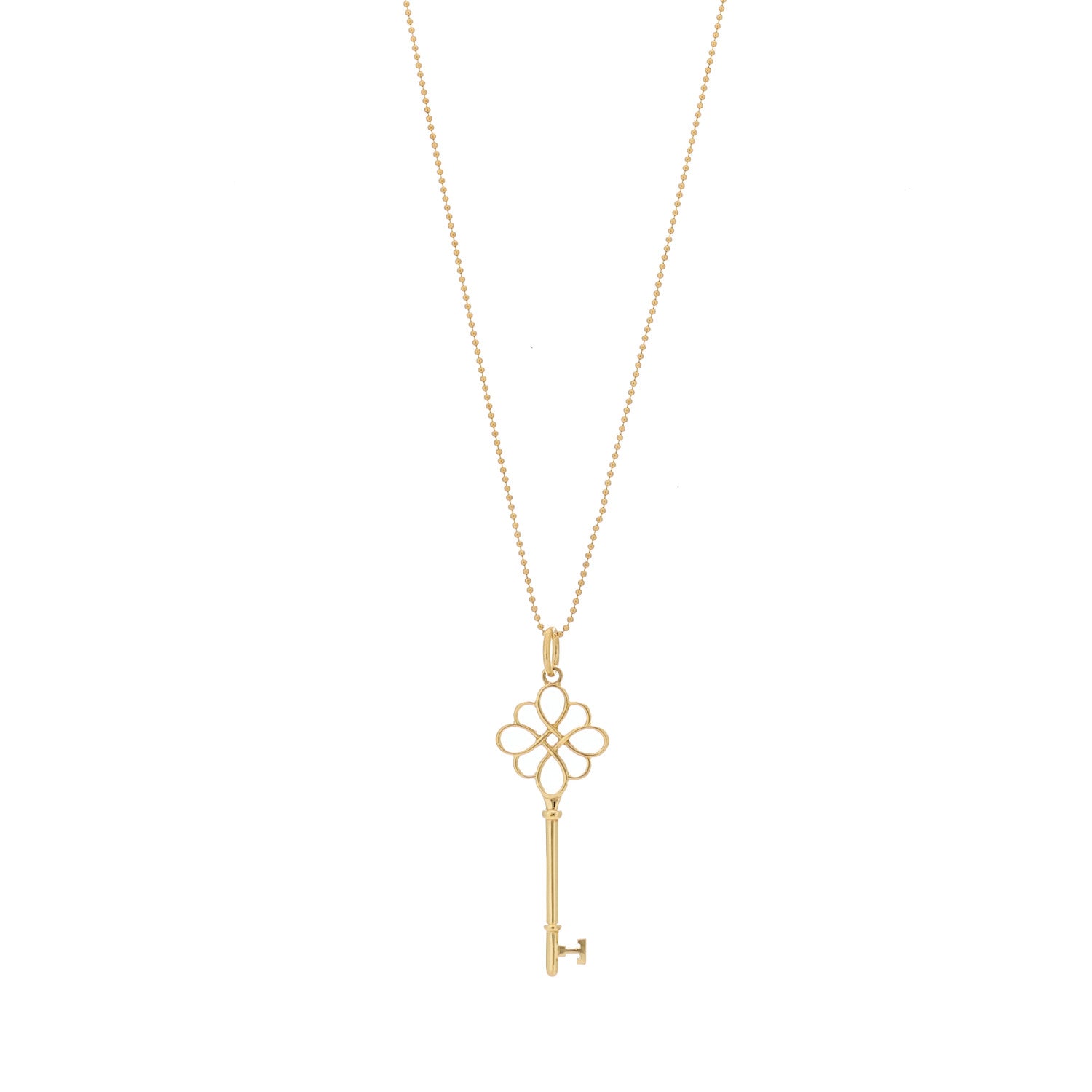 Tiffany 18K Yellow Gold Knot Key Pendant Necklace 1 of 6