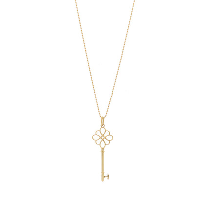 Tiffany 18K Yellow Gold Knot Key Pendant Necklace 1 of 6