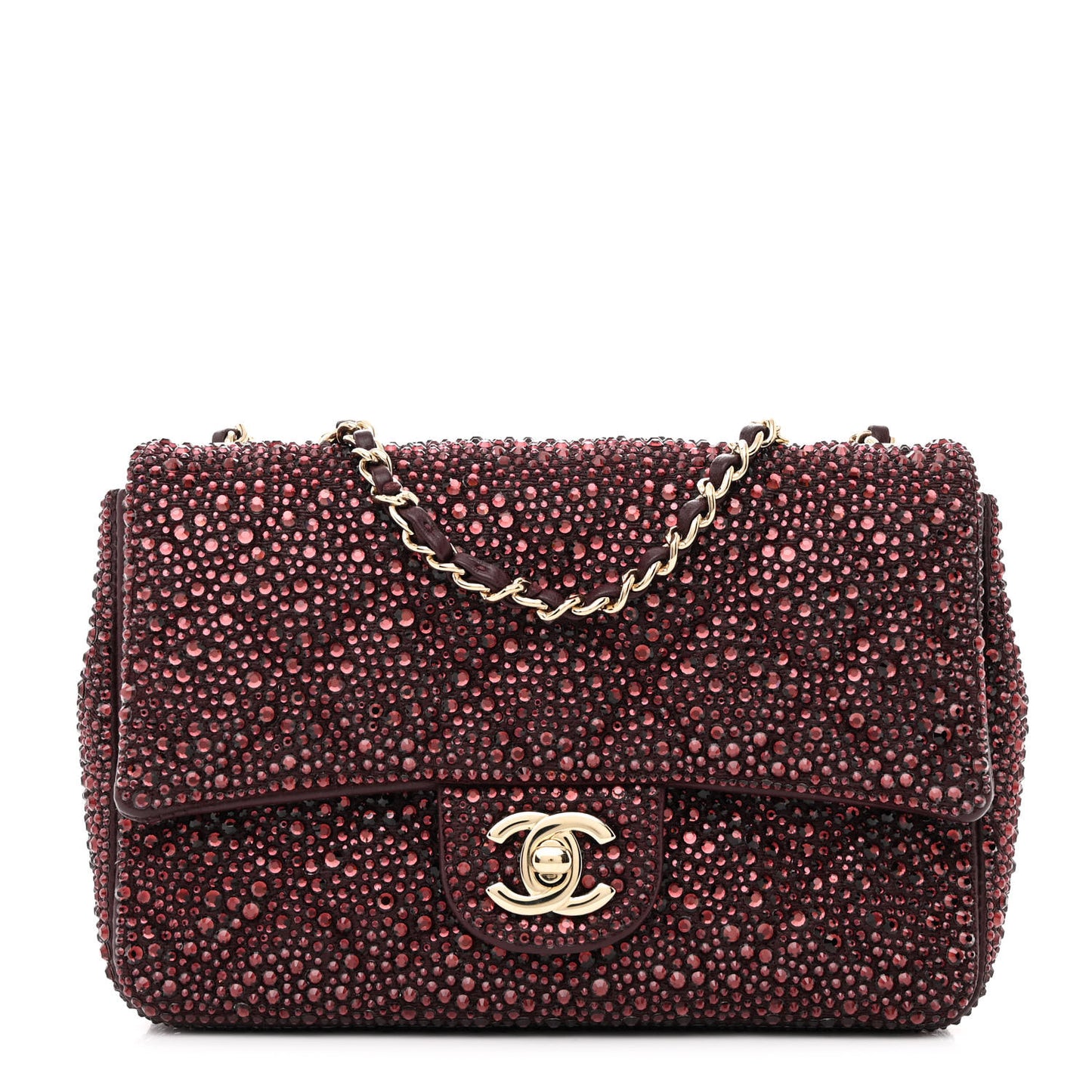 Lambskin Crystal Diamante Small Flap Burgundy