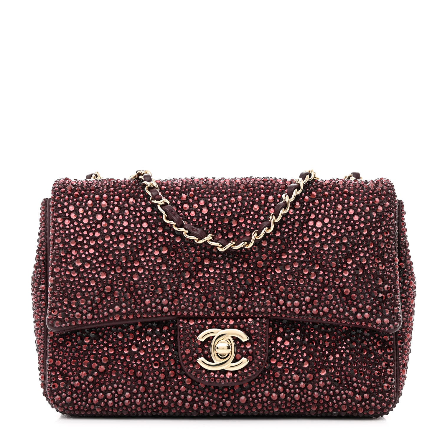 Chanel Lambskin Crystal Diamante Small Flap Burgundy 1 of 11