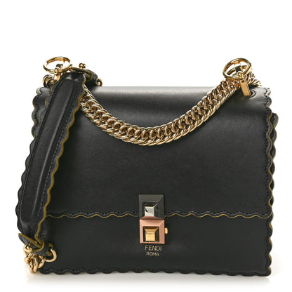 Fendi Vitello Liberty Scalloped Studded Small Kan I Shoulder Bag Black 1 of 10