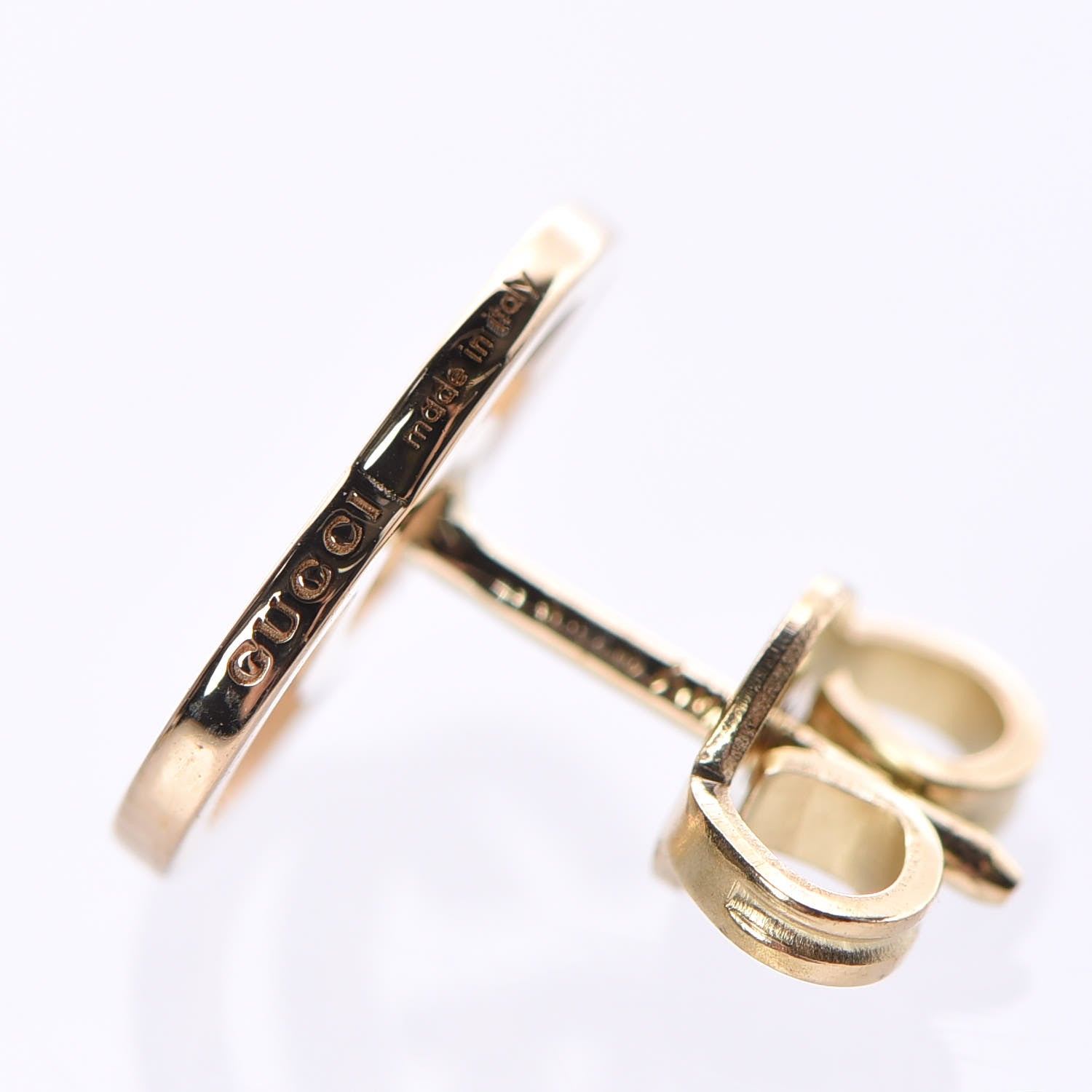 Gucci 18K Yellow Gold GG Tissue Stud Earrings 3 of 4