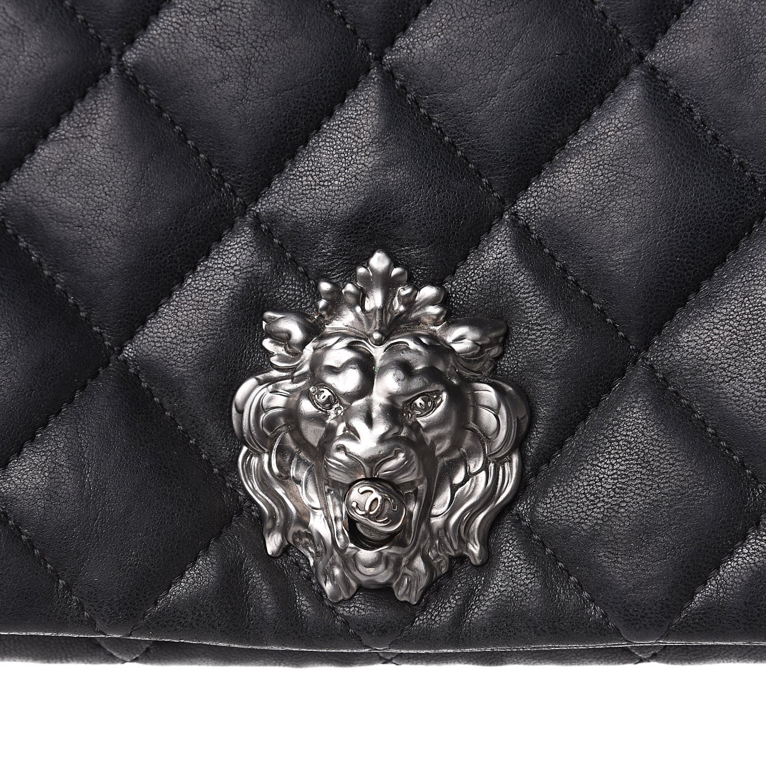 Chanel Lambskin Quilted Medium Leo Lion Flap Clutch Black 11 of 13