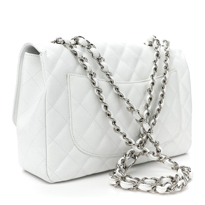 Chanel Caviar Quilted Jumbo Single Flap White 3 of 9