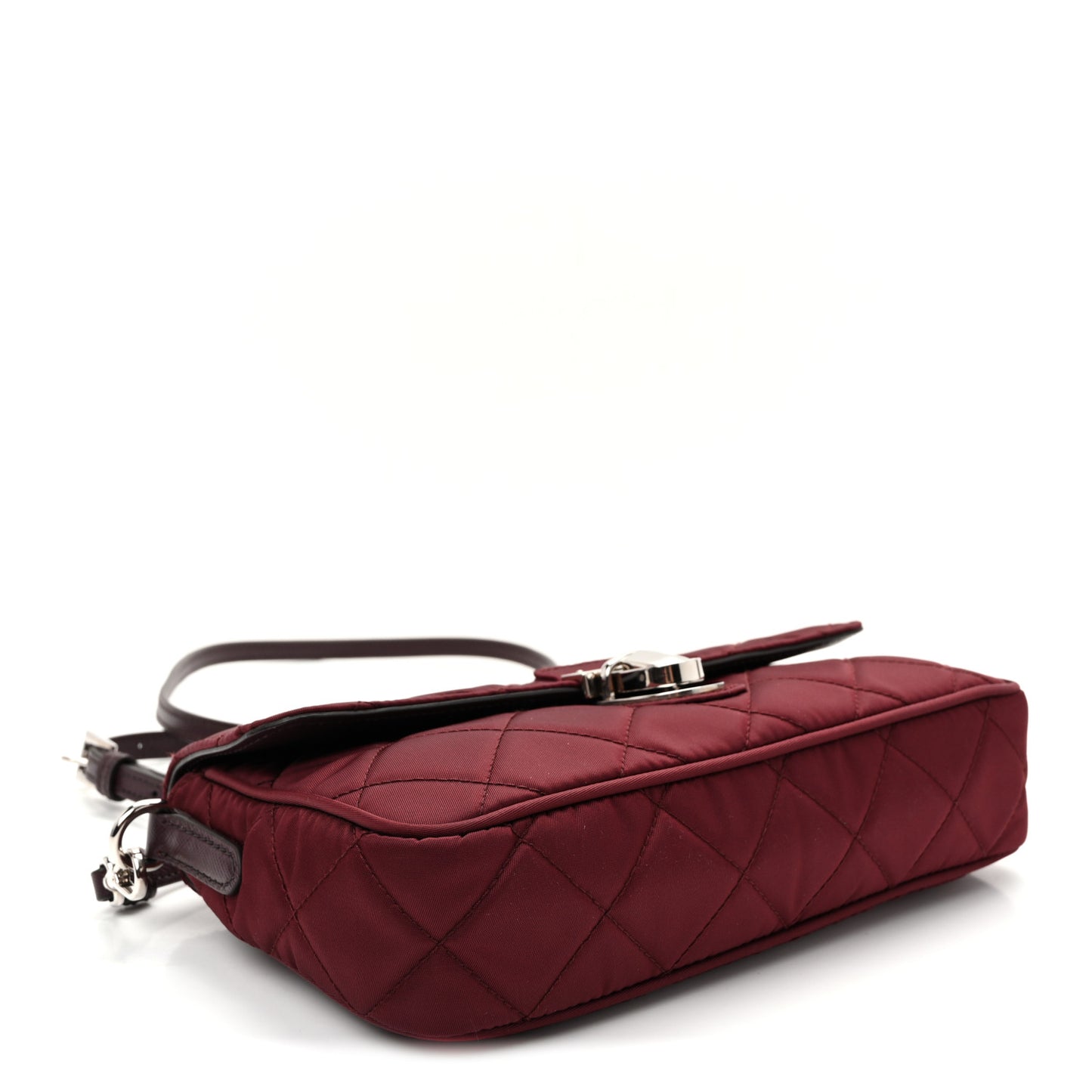 Nylon Tessuto Impunturato Quilted Flap Crossbody Granato