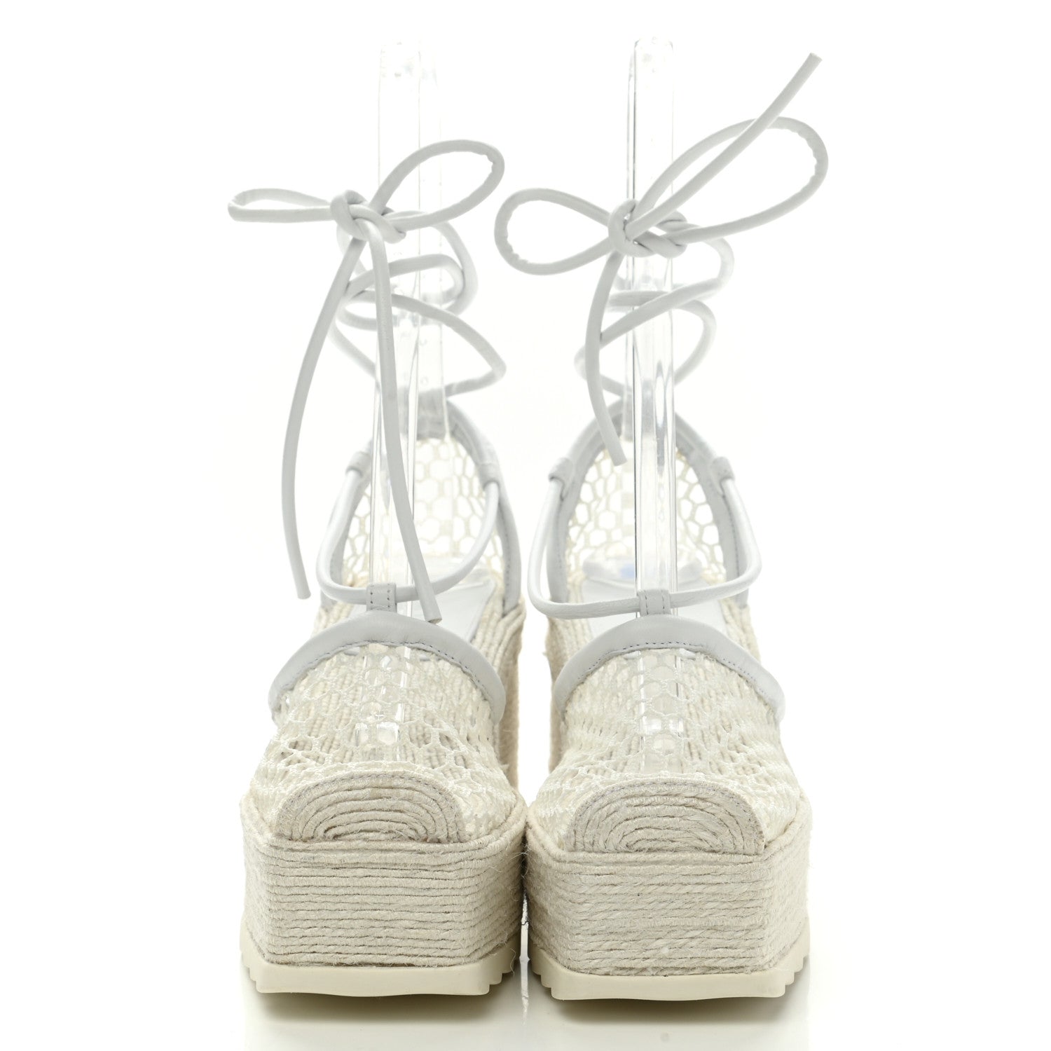 Bottega Veneta Mesh Lambskin Sporty Web Stretch Ankle Tie Espadrilles 37 Optic White 2 of 7