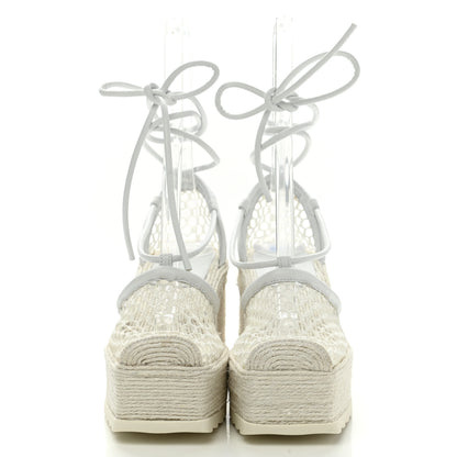 Bottega Veneta Mesh Lambskin Sporty Web Stretch Ankle Tie Espadrilles 37 Optic White 2 of 7