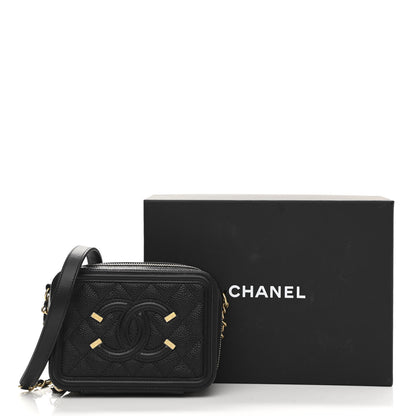 Chanel Caviar Quilted CC Filigree Vanity Clutch With Chain Black 11 of 11