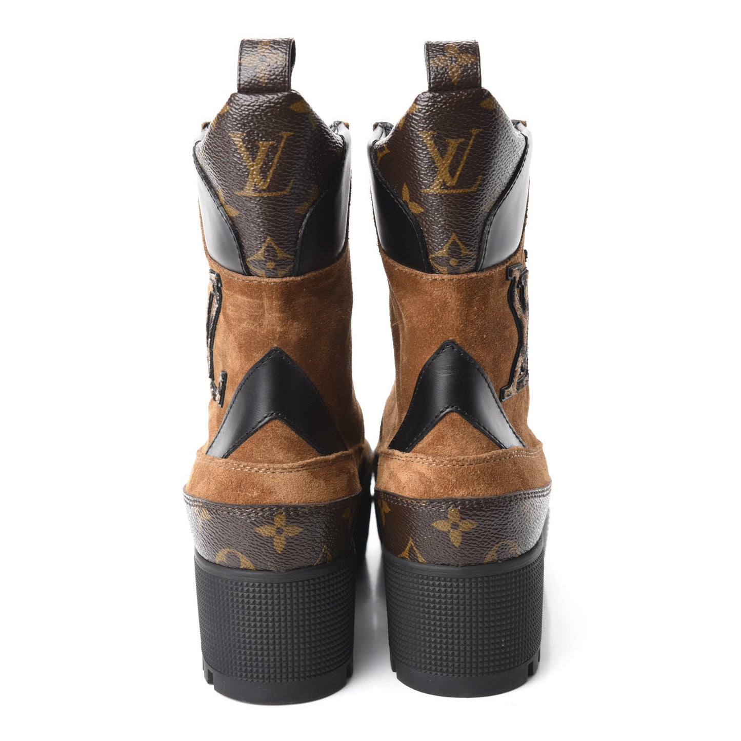 Suede Calfskin Monogram Laureate Platform Desert Boots 37.5 Cognac