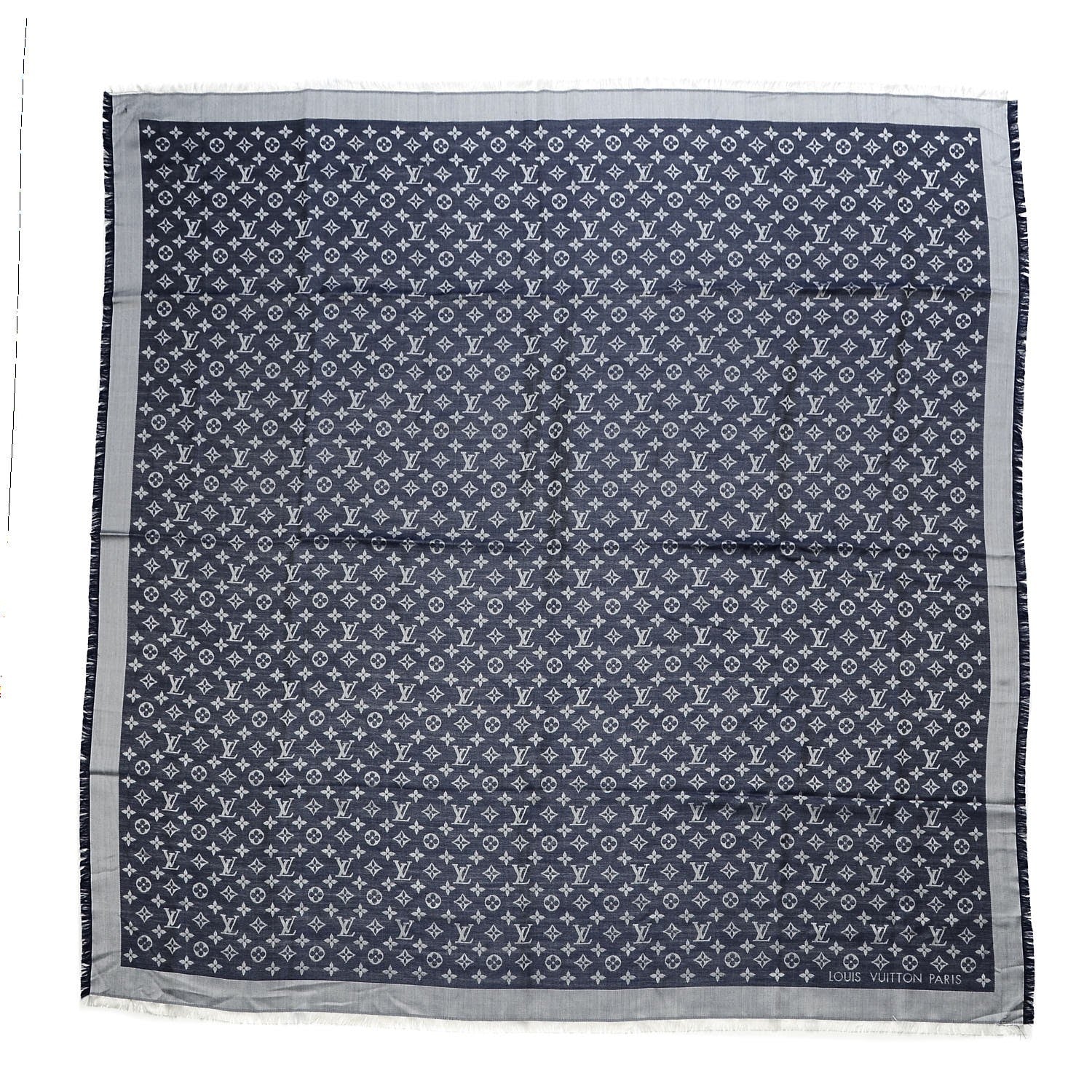 Louis Vuitton Silk Wool Monogram Denim Shawl Blue 1 of 6