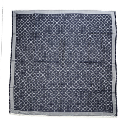 Louis Vuitton Silk Wool Monogram Denim Shawl Blue 1 of 6