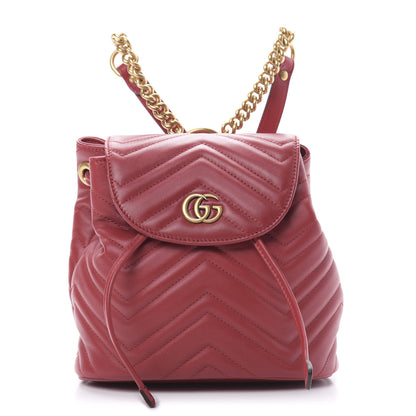 Gucci Calfskin Matelasse GG Marmont Flap Backpack Hibiscus Red 1 of 10