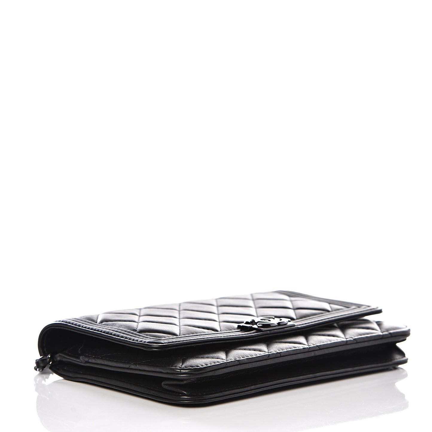 Calfskin Quilted Boy Wallet On Chain WOC So Black