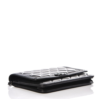 Chanel Calfskin Quilted Boy Wallet On Chain WOC So Black 3 of 12