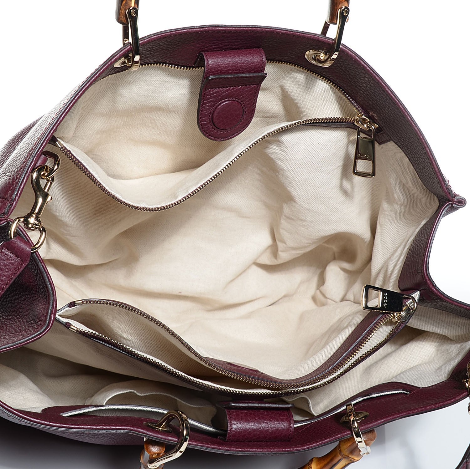 Gucci Calfskin Large Bamboo Shopper Tote Burgundy 5 of 9