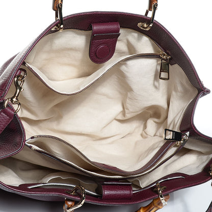 Gucci Calfskin Large Bamboo Shopper Tote Burgundy 5 of 9