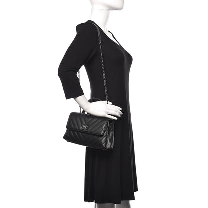 Chanel Caviar Chevron Quilted Mini Coco Handle Flap Black 2 of 9