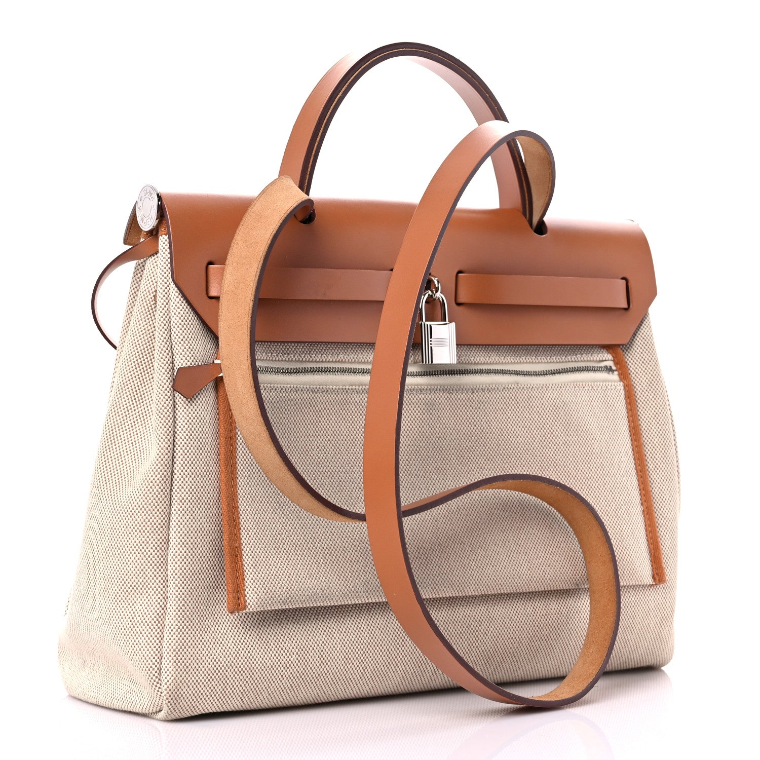 Hermes Vache Hunter Toile Pegase Pop Herbag Zip Retourne 31 PM Capucine Ecru 5 of 13