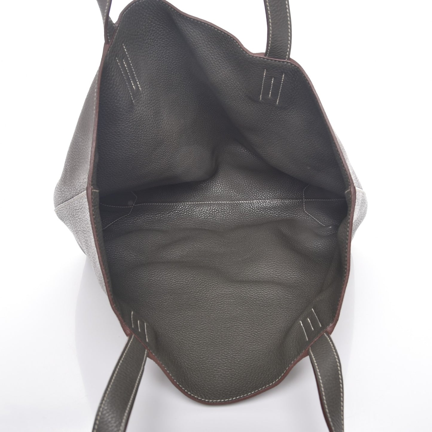 Taurillon Clemence Double Sens 45 Reversible Tote Etoupe Etain