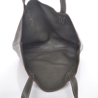Hermes Taurillon Clemence Double Sens 45 Reversible Tote Etoupe Etain 9 of 11