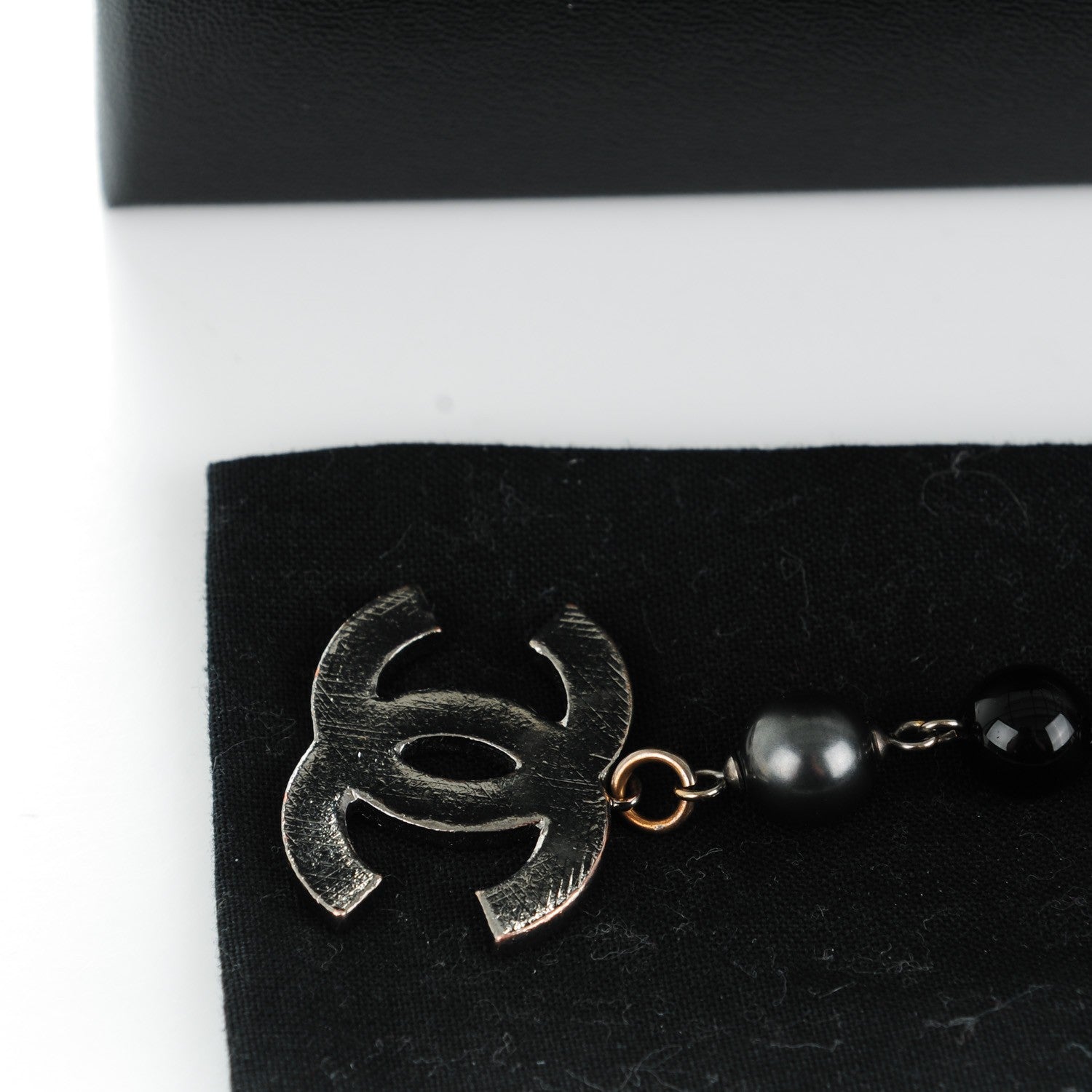Chanel Ruthenium Beaded CC Bracelet Black 5 of 6