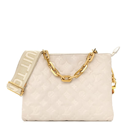 Louis Vuitton Lambskin Embossed Monogram Coussin PM Beige Cream 1 of 18