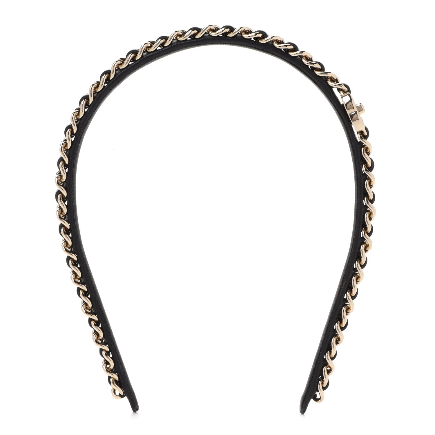 Chanel Metal Lambskin CC Turnlock Chain Headband Gold Black 1 of 6