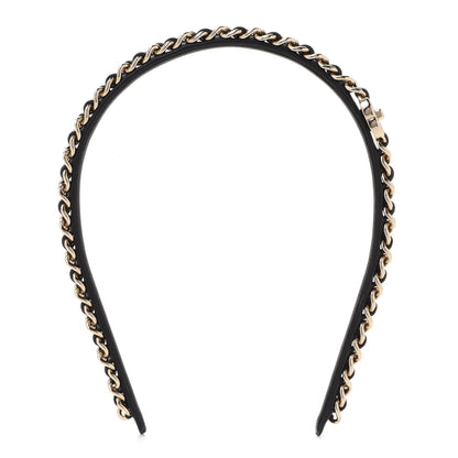Chanel Metal Lambskin CC Turnlock Chain Headband Gold Black 1 of 6
