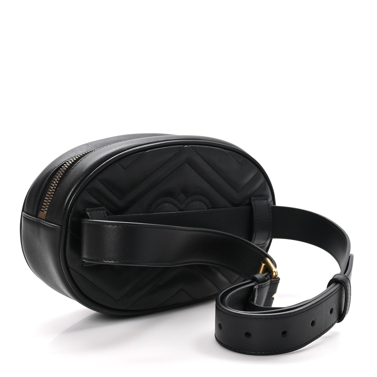 Gucci Calfskin Matelasse GG Marmont Belt Bag 95 38 Black 3 of 11