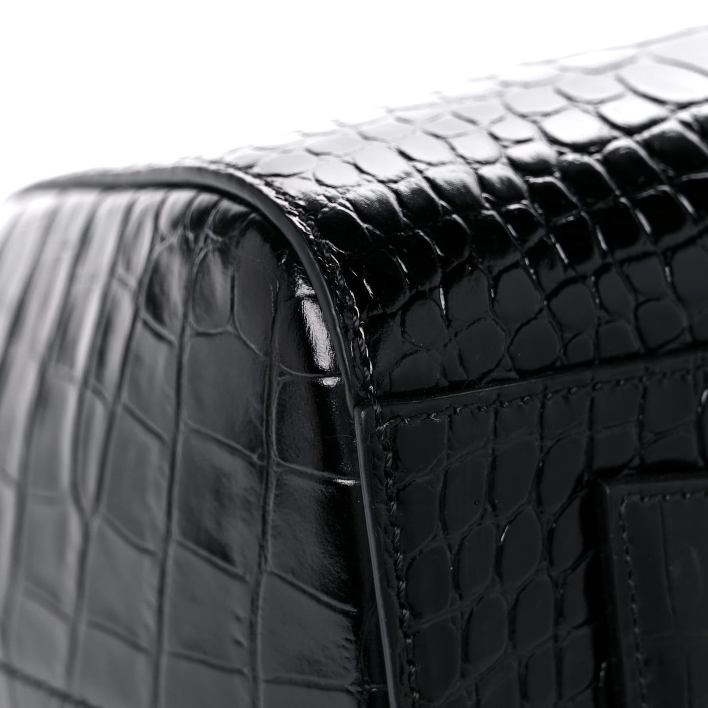 Calfskin Crocodile Embossed Small Antigona Black