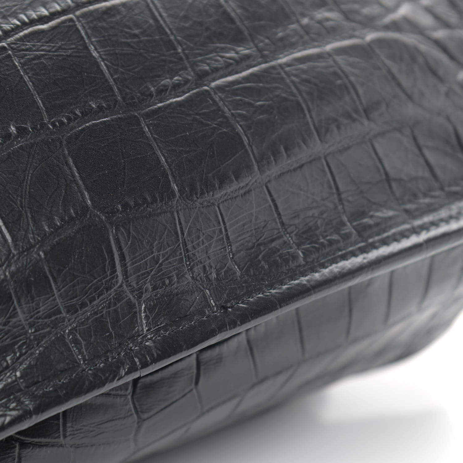 Saint Laurent Crocodile Embossed Lambskin Monogram Medium Niki Chain Satchel Black 10 of 10