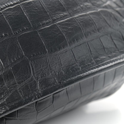 Saint Laurent Crocodile Embossed Lambskin Monogram Medium Niki Chain Satchel Black 10 of 10