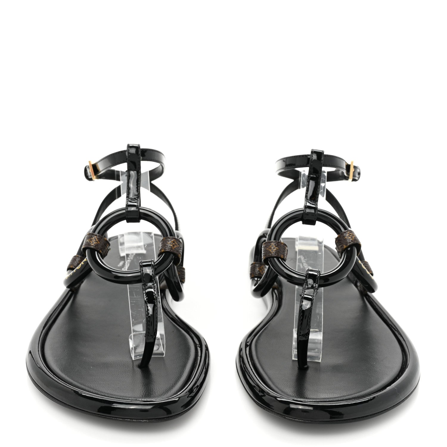 Louis Vuitton Patent Monogram Vedette Mule Sandals 36 Black 2 of 7