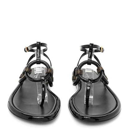 Louis Vuitton Patent Monogram Vedette Mule Sandals 36 Black 2 of 7