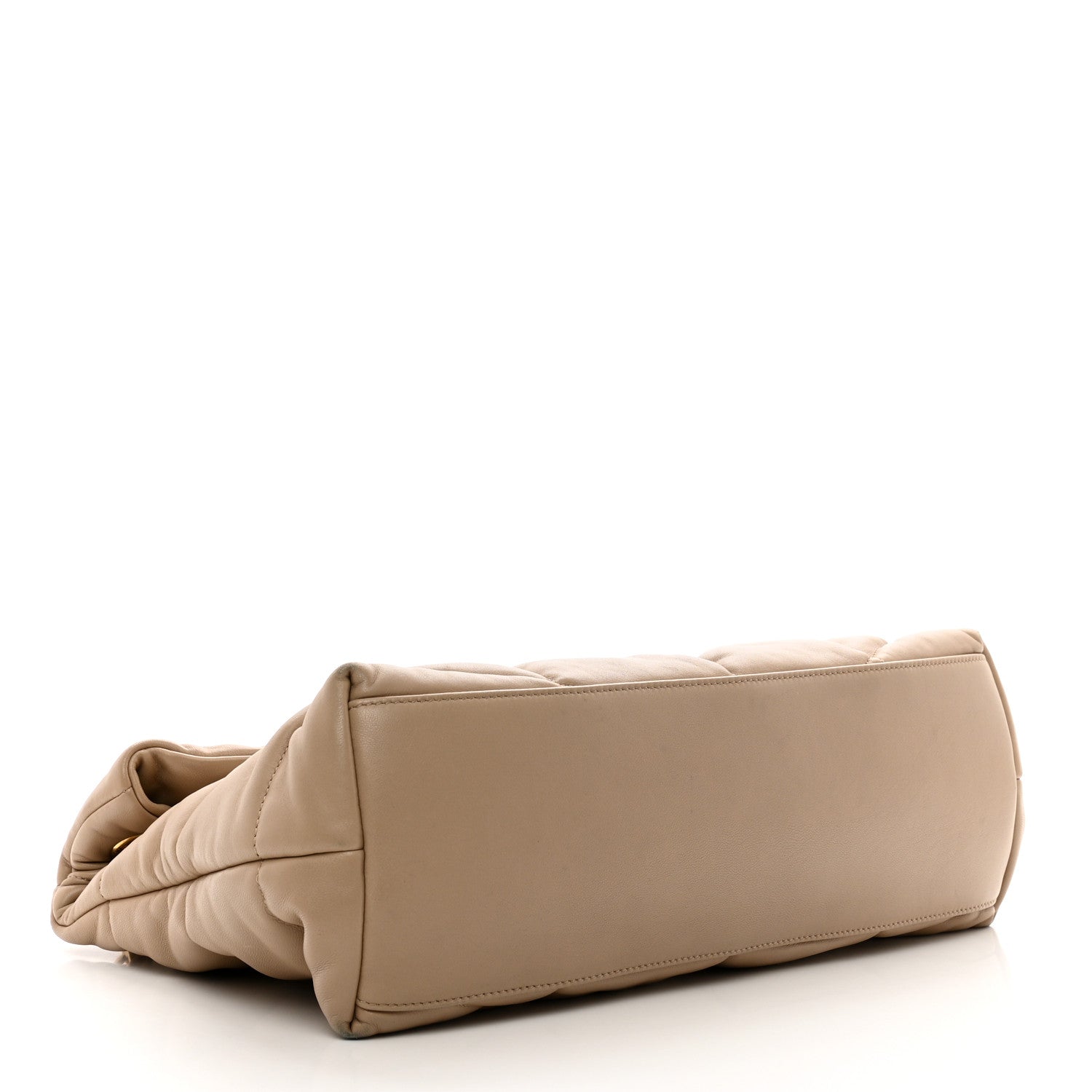 Saint Laurent Lambskin Quilted Medium Loulou Puffer Monogram Chain Satchel Dark Beige 4 of 12