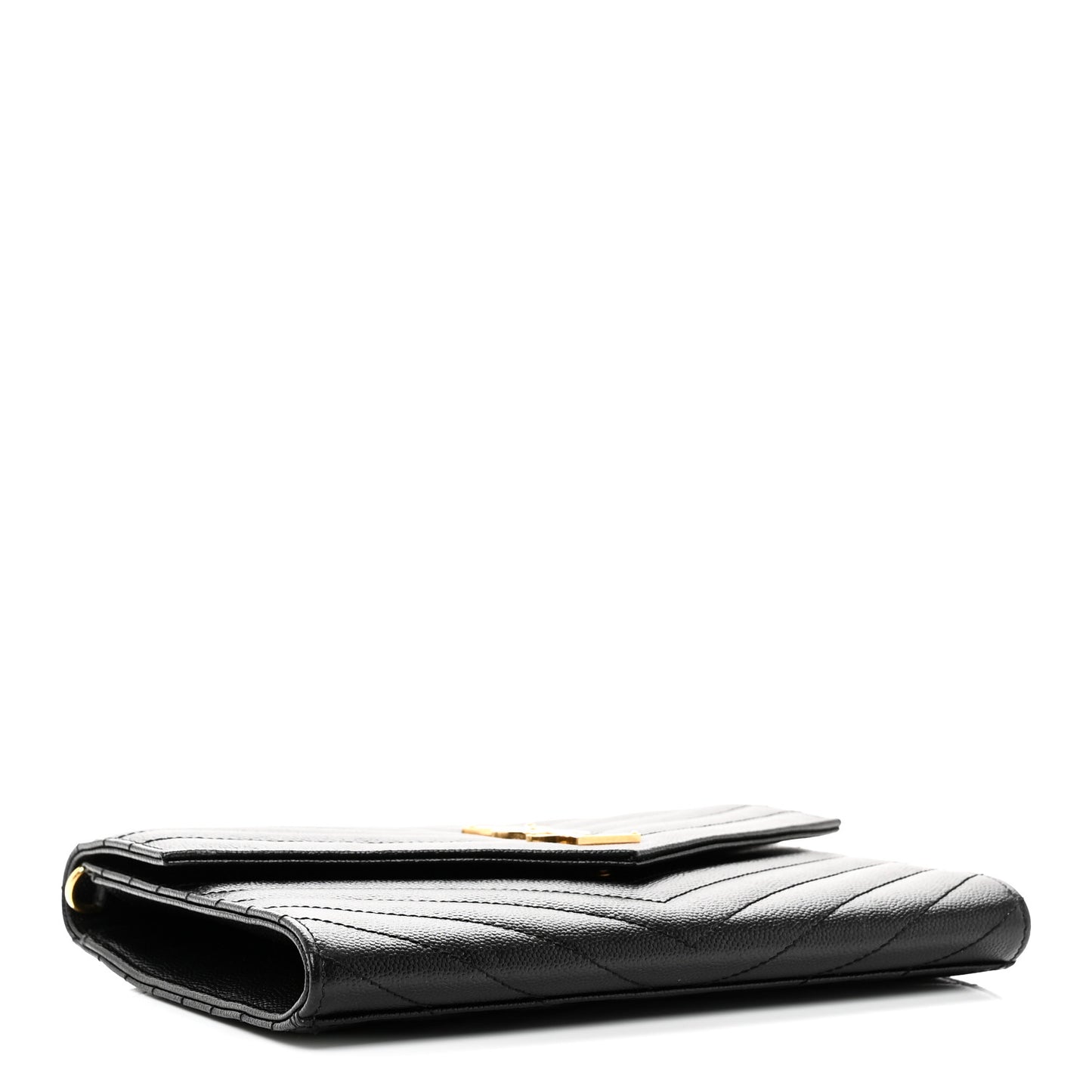 Grain De Poudre Matelasse Chevron Monogram Envelope Clutch Black
