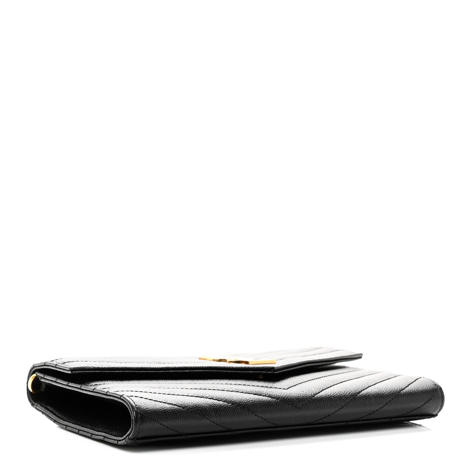 Saint Laurent Grain De Poudre Matelasse Chevron Monogram Envelope Clutch Black 4 of 10