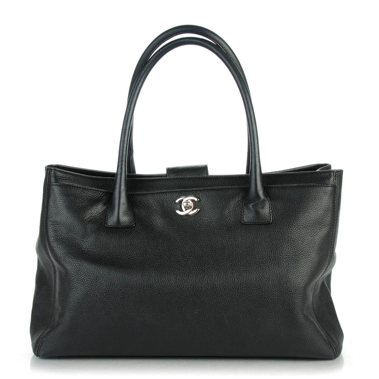 Calfskin Cerf Executive Shopper Tote Black