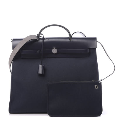 Hermes Toile Vache Calfskin Herbag Zip 39 GM Bleu Indigo 1 of 15