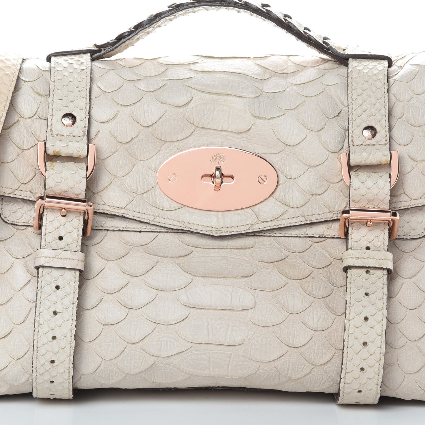 Python Embossed Calfskin Medium Alexa White
