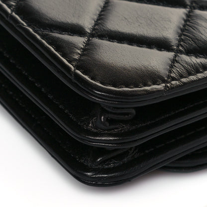 Chanel Calfskin Quilted Mini Maxi Pearls Wallet On Chain WOC Black 12 of 15